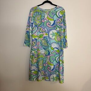 Cape Madras , cotton Colorful Paisley midi Dress, L